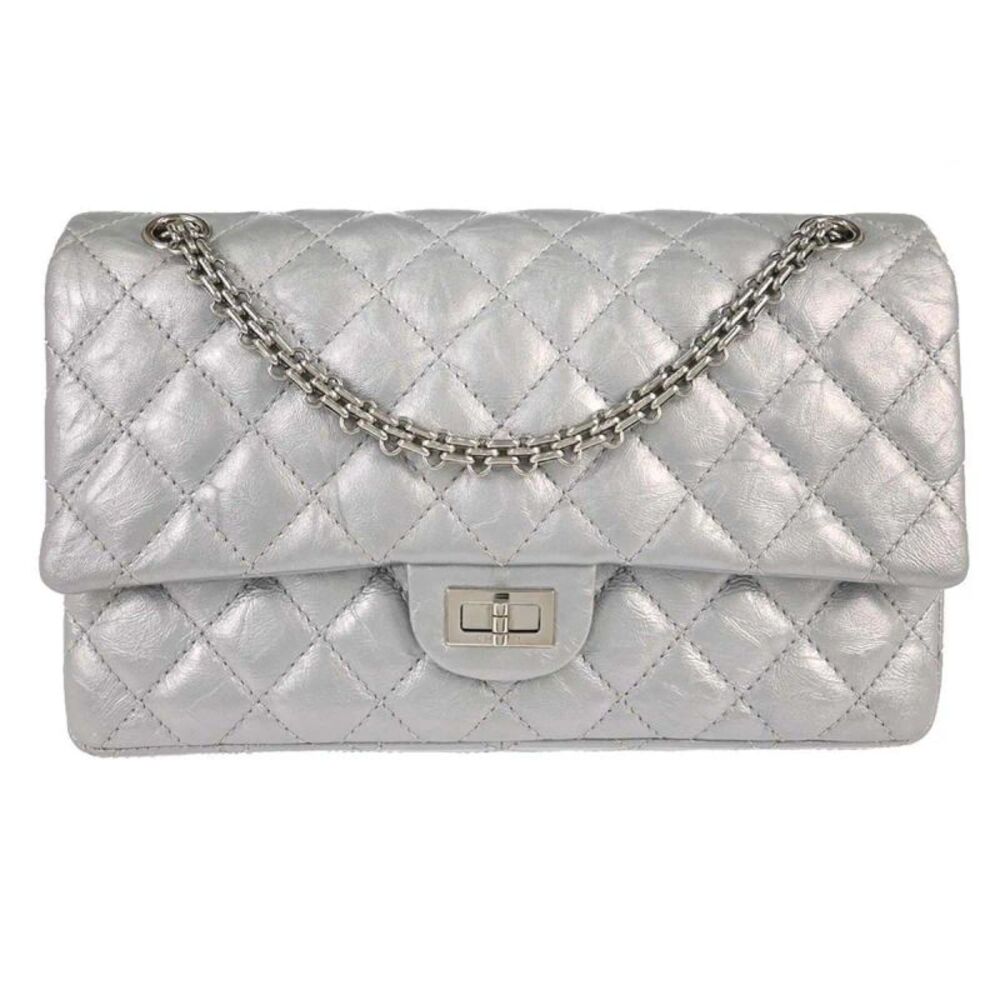 Chanel Reissue 2.55 Double Compartment Flap Quilted Aged Calfskin Silver